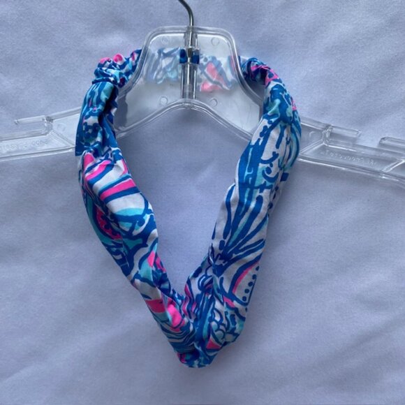 Lily Pulitzer elastic headband pink blue white ex cond - Picture 3 of 3